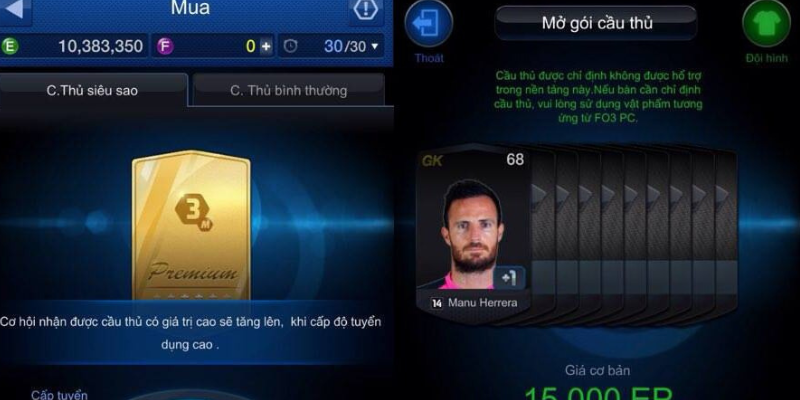 Hình ảnh đội bóng trong FIFA Online 3 Mobile